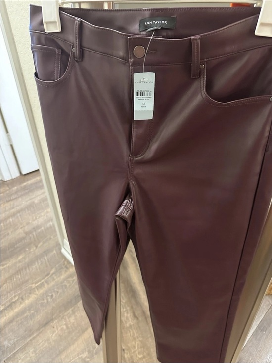 Ann Taylor Pants - Ann Taylor Faux Leather Pants - Burgundy size 12P- petite